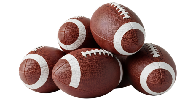 American Footballs A Stack of Five Leather Balls Ready for the Game