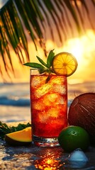 Tropical sunset cocktail beach