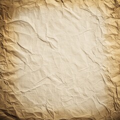Aged, crumpled parchment texture; light beige tones,  deeply creased, vignette effect