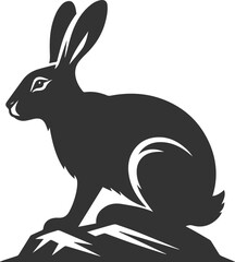 Cute animal hare rabbit vector drawing silhouette