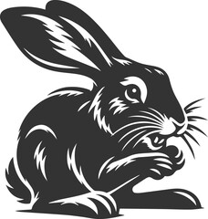 Cute animal hare rabbit vector drawing silhouette