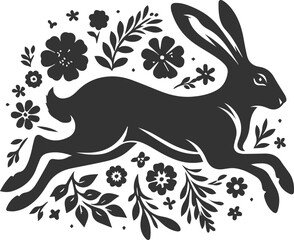 Cute animal hare rabbit vector drawing silhouette