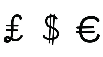 Currency Symbols Isolated on White Background – Stock Photo