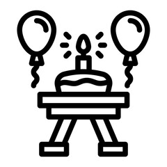 birthday cake celebration outline style