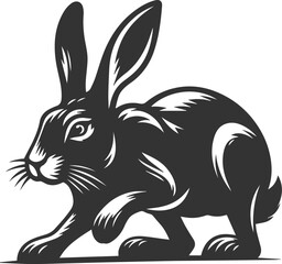 Cute animal hare rabbit vector drawing silhouette