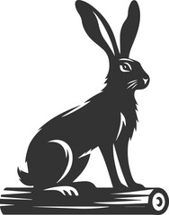 Cute animal hare rabbit vector drawing silhouette
