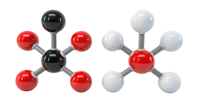 3d molecular structure model, science and chemistry concept on transparent background