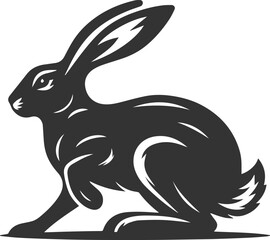 Cute animal hare rabbit vector drawing silhouette