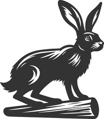 Cute animal hare rabbit vector drawing silhouette
