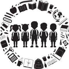 "Back to School Vector | Kids and Supplies Clipart"

"School Silhouette Bundle | Students & Classroom SVG"

"Back to School Illustration | Education Vector Set"

"Children Going to School | Backpack S