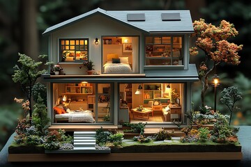 Miniature house, warm interior