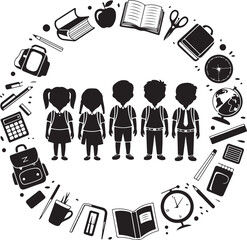 "Back to School Vector | Kids and Supplies Clipart"

"School Silhouette Bundle | Students & Classroom SVG"

"Back to School Illustration | Education Vector Set"

"Children Going to School | Backpack S