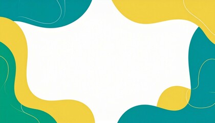 Abstract Background with Wavy Green and Yellow Shapes on White Space for Creative Design