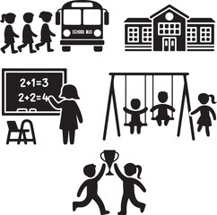 "Back to School Vector | Kids and Supplies Clipart"

"School Silhouette Bundle | Students & Classroom SVG"

"Back to School Illustration | Education Vector Set"

"Children Going to School | Backpack S