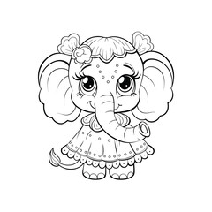 Adorable Elephant Illustration Cute Baby Elephant Coloring Page