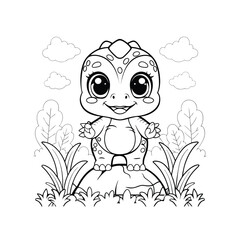 Adorable Baby Dinosaur Coloring Page Cute Dino Illustration