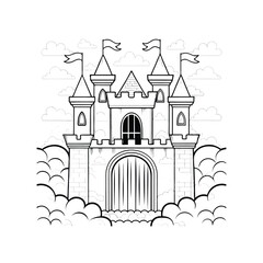 Enchanted Castle Illustration Fairytale Castle Coloring Page