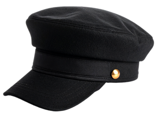 black cap beret side view isolated on white