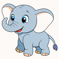 Fototapeta premium Cartoon Baby Elephant Vector Art.