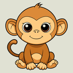 Cartoon Baby Monkey Vector Art.