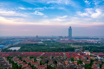 Panoramic View of Modern and Traditional Chinese Cityscape