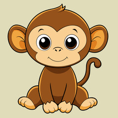 Obraz premium Cartoon Baby Monkey Vector Art.