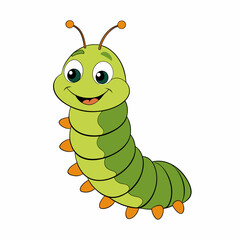 cartoon Baby Bcaterpillar Vector Art.