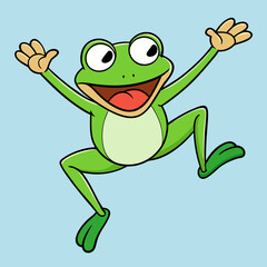 Cartoon Frog Jumping  Vector Art.
