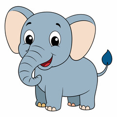 Cartoon Baby Elephant Vector Art.