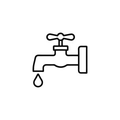 Black and White Line Drawing of Classic Water Faucet