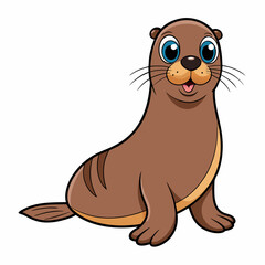 Cartoon Sea Lion Vector Art.