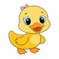 Cute Baby Little Duck Vector Art.
