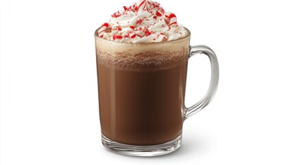 Peppermint Hot Chocolate in Glass Mug, Festive Drink, Studio Shot, for Beverage Menu