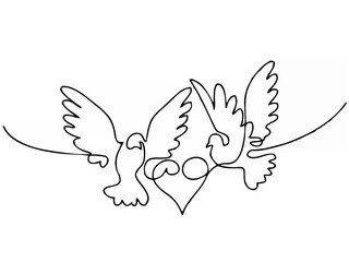 Flying two pigeons with heart...