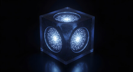 Glowing Cube on Transparent Background