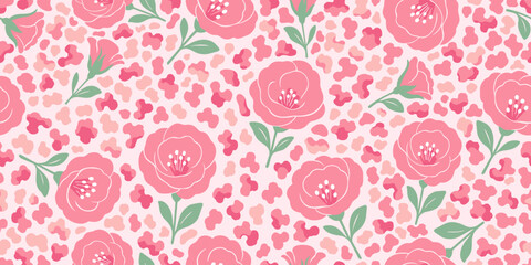 Elegant hand-drawn floral seamless background. Perfect for textile, fabric, packaging, and wedding designs. Ideal for wrapping paper and digital wallpapers.