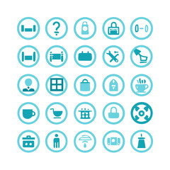 Hotel icons. Hotel icons set.