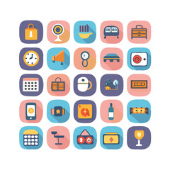 Hotel icons. Hotel icons set.