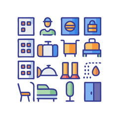 Hotel icons. Hotel icons set.