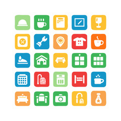 Hotel icons. Hotel icons set.