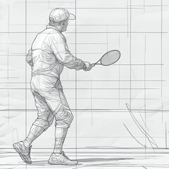 sketch of a man with a baseball bat,generative ai illustration