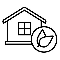 Green building icon with house and leaves