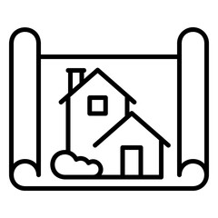 House building construction blueprint icon