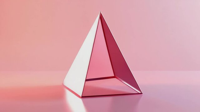 A pink triangle in the style of an icon, white background, Generative AI Videos.