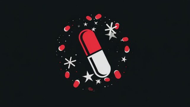 A stop drug shop logo, black background, Generative AI Videos.