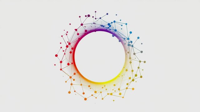A draw an optical fiber in the center of the circle, nodes at the ends of the optical fibers, vector graphics format on a white background, Generative AI Videos.