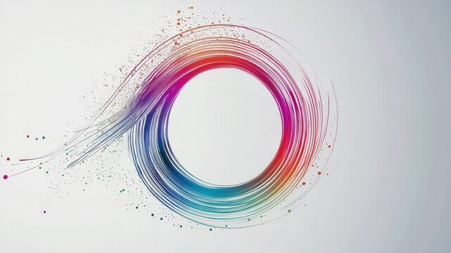 A draw an optical fiber in the center of the circle, nodes at the ends of the optical fibers, vector graphics format on a white background, Generative AI Videos.