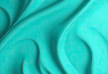 Turquoise fabric drapes in flowing folds.
