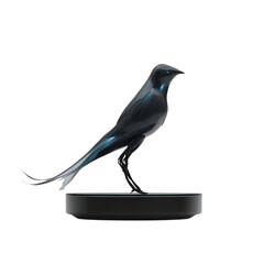 Fototapeta premium Futuristic Black Bird on a Sleek Platform - Technological Avian Sculpture
