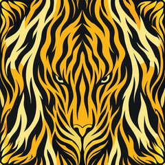 Tiger Art in Yellow Color Wild Animal Pattern Graphic